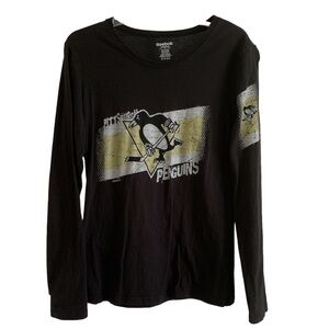 Pittsburgh Penguins L black Stanley Cup Champions long sleeve grey tee hockey